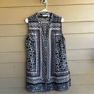 Susan Graver Boho Floral Sheer Tunic Top - Size Small